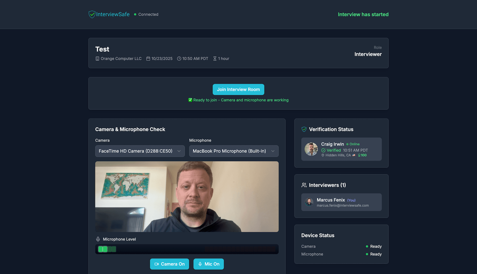InterviewSafe feature showcase - Advanced security controls